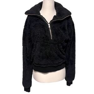 Lovers and friends fuzzy black quarter zip sweater